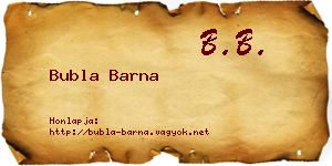 Bubla Barna névjegykártya